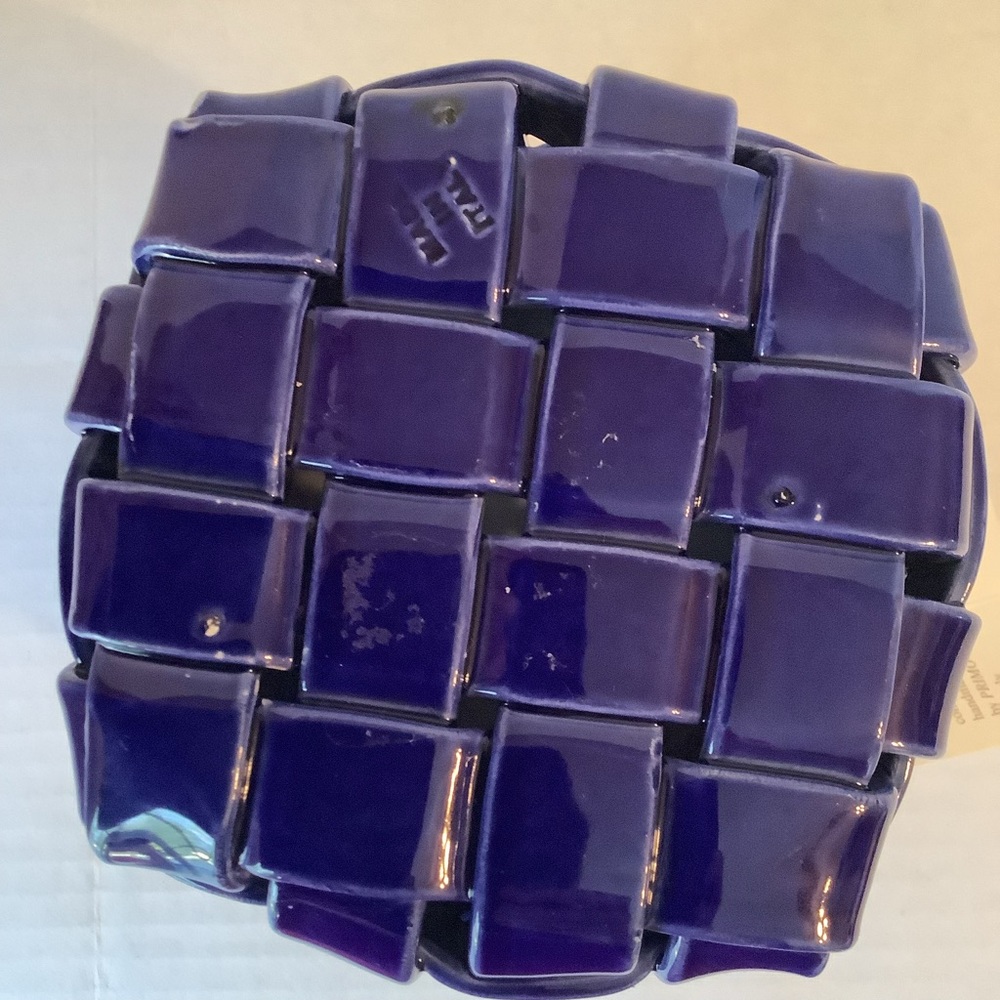 Primogi Italy Basket Weave Ceramic Container Blue New - Picture 5 of 12